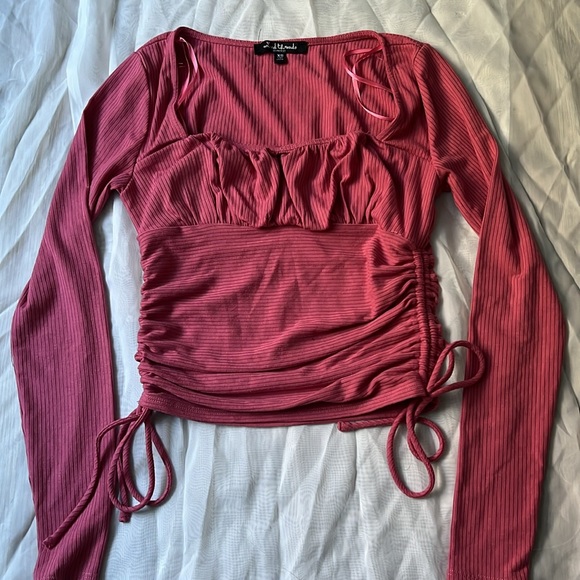 Rouched Long Sleeve Top Pink - Picture 3 of 5